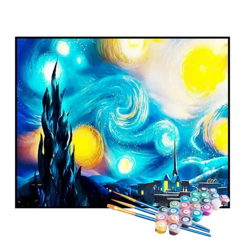 Kit de Pintura Numerada - Releitura da Noite Estrelada
