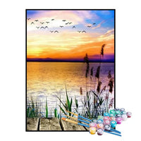 Kit de Pintura Numerada - Entardecer no Lago