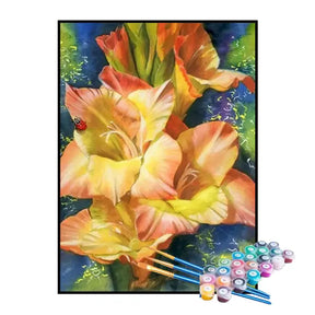 Kit de Pintura Numerada - Flor Amarela e Laranja