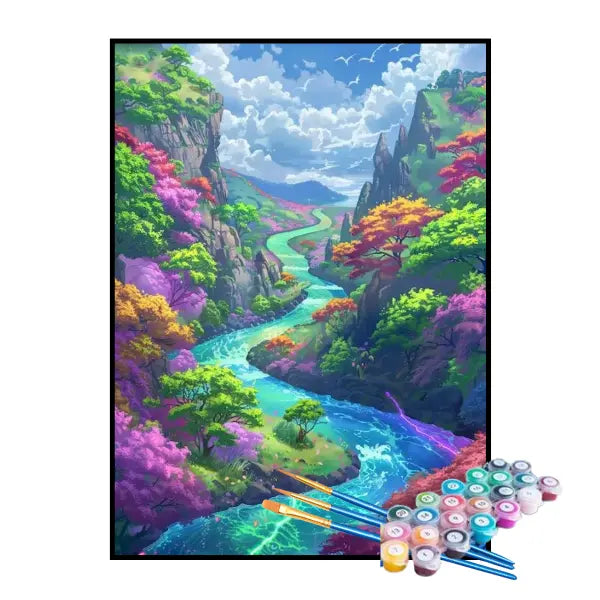 Kit de Pintura Numerada - Caminho do Rio pelo Horizonte