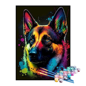 Kit de Pintura Numerada - Pastor Alemão Abstrato