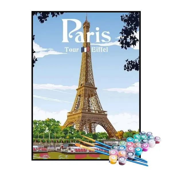 Kit de Pintura Numerada - Paris, França: A Torre Eiffel