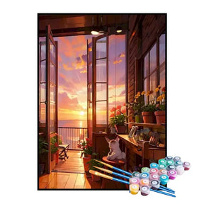 Kit de Pintura Numerada - Sala das Flores na Casa de Praia