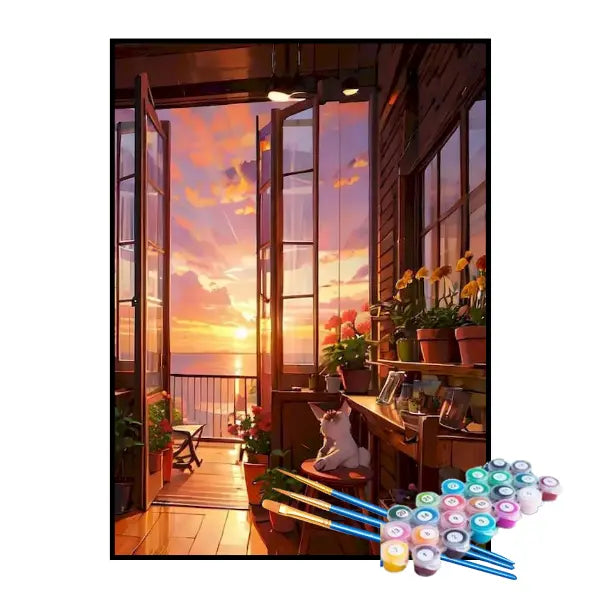 Kit de Pintura Numerada - Sala das Flores na Casa de Praia