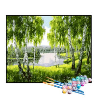Kit de Pintura Numerada - Árvores e Ervas Verdes
