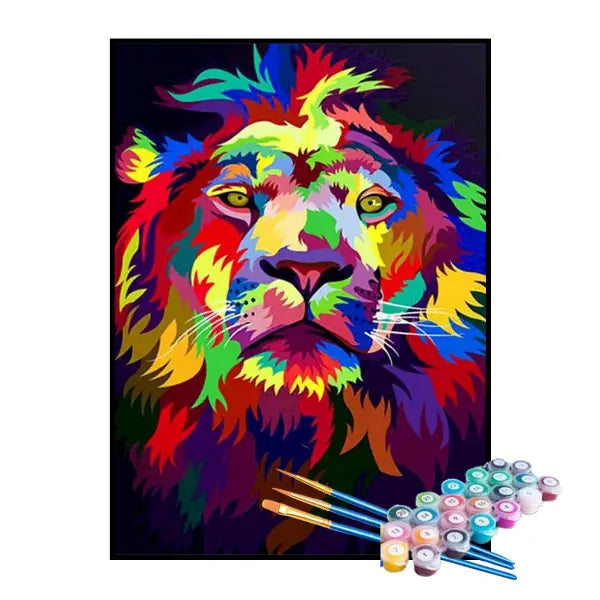 Kit de Pintura Numerada - Leão Colorido