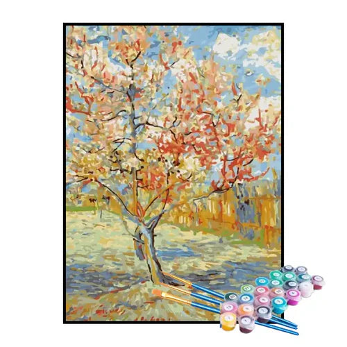 Kit de Pintura Numerada - Pessegueiro Rosa em Flor de Van Gogh