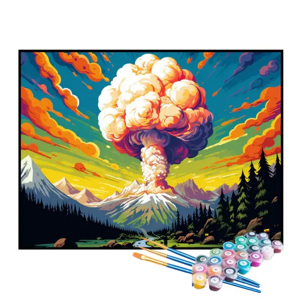 Kit de Pintura Numerada - Explosão do Vulcão