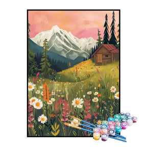 Kit de Pintura Numerada - Chalé no Campo Florido