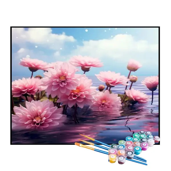 Kit de Pintura Numerada - Flores na Água