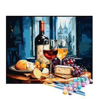 Kit de Pintura Numerada - Queijos e Vinho