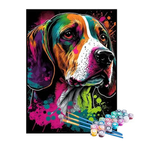 Kit de Pintura Numerada - Cachorro Marrom e Branco