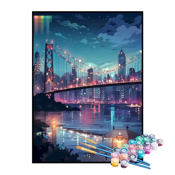 Kit de Pintura Numerada - Ponte da Cidade Agitada