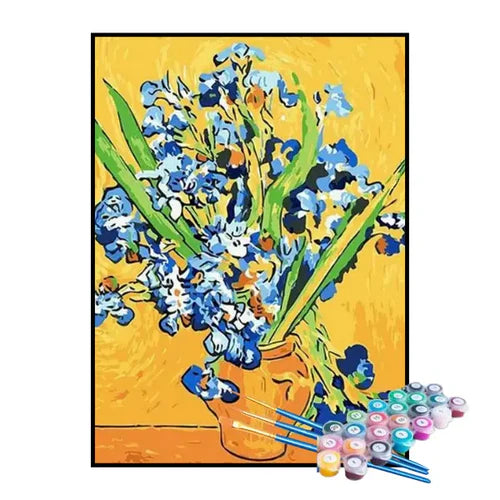 Kit de Pintura Numerada - Vaso com Íris de Van Gogh