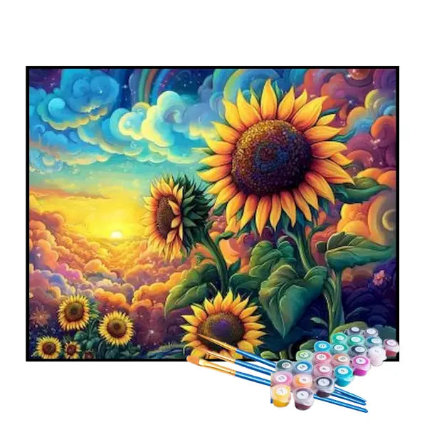 Kit de Pintura Numerada - Girassóis no Mundo Encantado
