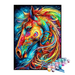 Kit de Pintura Numerada - Cavalo Mágico Abstrato