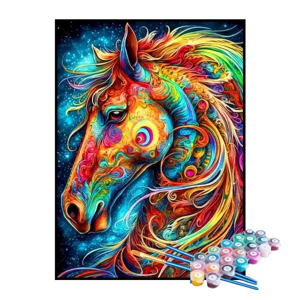 Kit de Pintura Numerada - Cavalo Mágico Abstrato