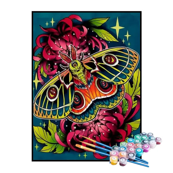 Kit de Pintura Numerada - Borboleta nas Plantas Carnívoras