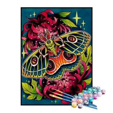 Kit de Pintura Numerada - Borboleta nas Plantas Carnívoras
