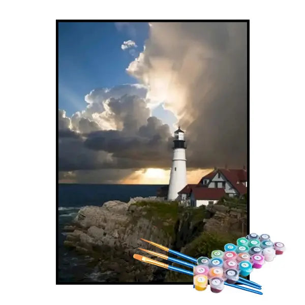 Kit de Pintura Numerada - Nascer do Sol no Farol