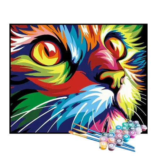 Kit de Pintura Numerada - Gato Abstrato