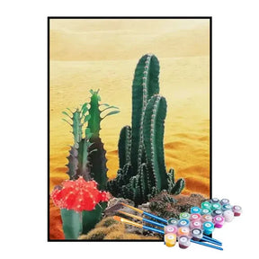 Kit de Pintura Numerada - Cacto no Deserto de Areia
