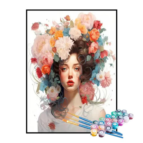 Kit de Pintura Numerada - A Garota dos Cabelos Floridos