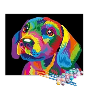 Kit de Pintura Numerada - Cachorro Salsicha Colorido