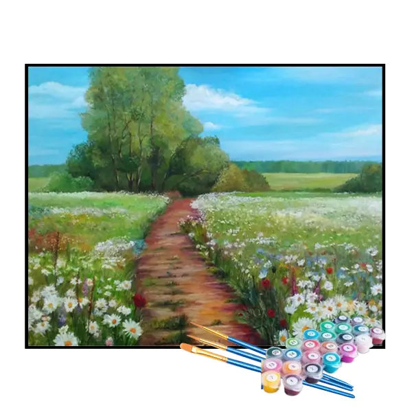 Kit de Pintura Numerada - Caminho Entre os Campos de Margaridas