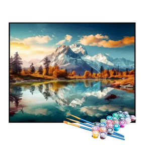 Kit de Pintura Numerada - Montanhas Refletidas no Lago
