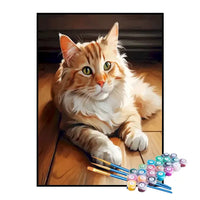 Kit de Pintura Numerada - Pequeno Gato Amarelo Deitado