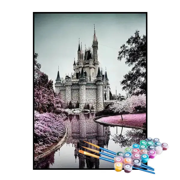 Kit de Pintura Numerada - Castelo e Jardim Florido
