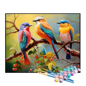 Kit de Pintura Numerada - Família de Pássaros