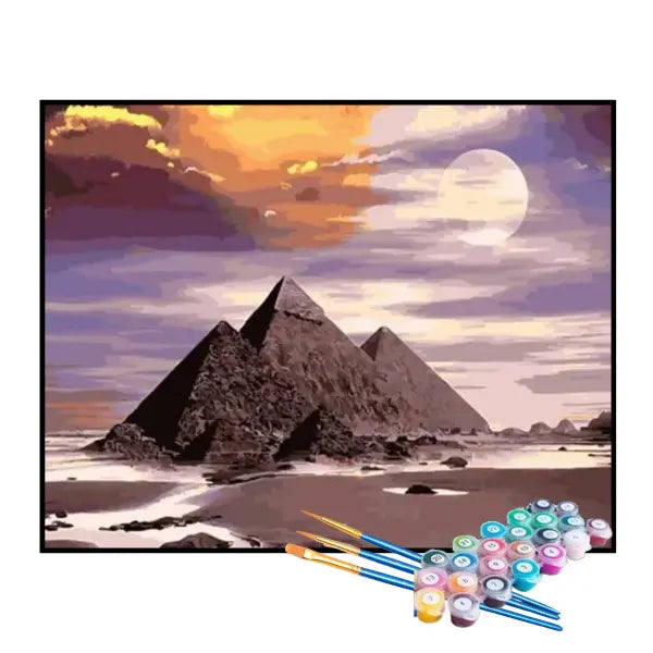 Kit de Pintura Numerada - Pirâmides de Gizé em Aquarela