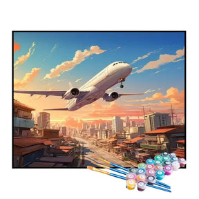 Kit de Pintura Numerada - Avião Sobrevoando