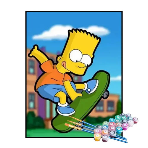 Kit de Pintura Numerada - Bart Simpson de Skate
