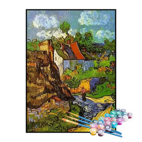 Kit de Pintura Numerada - Casas em Auvers de Van Gogh