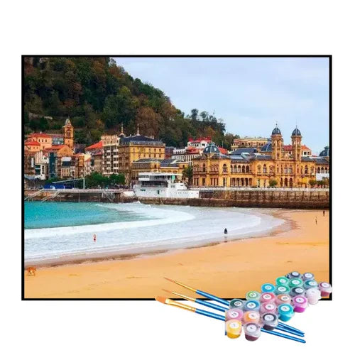 Kit de Pintura Numerada - Cidade Litorânea Antiga