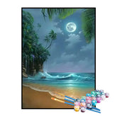 Kit de Pintura Numerada - Pôr do Sol na Praia Paradisíaca