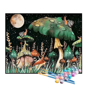 Kit de Pintura Numerada - Cogumelos sob a Lua Cheia
