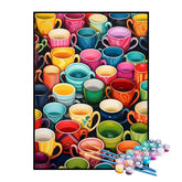 Kit de Pintura Numerada - Xícaras Coloridas