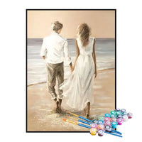 Kit de Pintura Numerada - Casal Caminhando na Areia