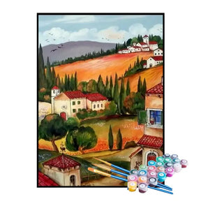 Kit de Pintura Numerada - Vila nas Montanhas