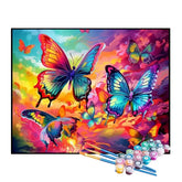 Kit de Pintura Numerada - Borboletas Coloridas no Céu