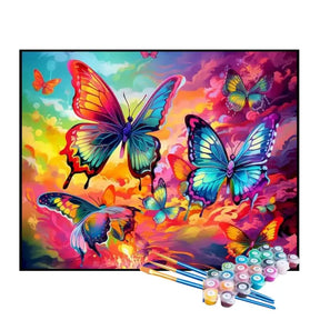 Kit de Pintura Numerada - Borboletas Coloridas no Céu