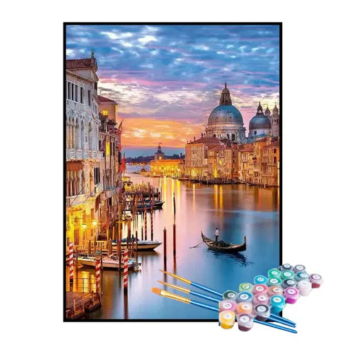 Kit de Pintura Numerada - A Beleza de Veneza ao Entardecer