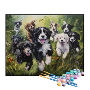 Kit de Pintura Numerada - Matilha no Jardim