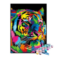Kit de Pintura Numerada - Tigre com Cores Abstratas