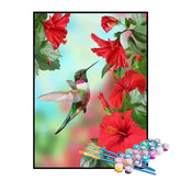 Kit de Pintura Numerada - Beija-flor na Flor Vermelha