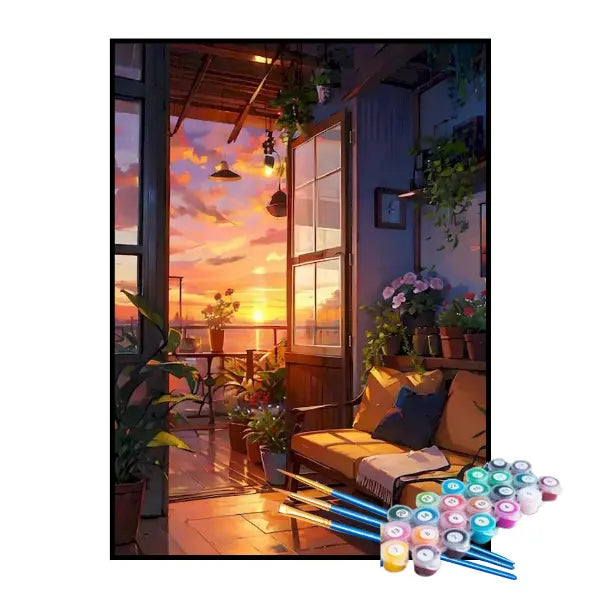 Kit de Pintura Numerada - Vista da Casa de Praia